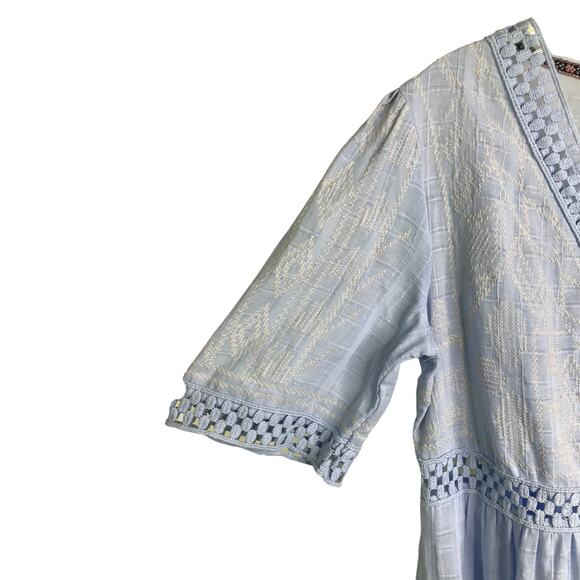 Knox Rose Dress Womens Size Medium Blue Eyelet Peasant V-Neck Short Sleeve NWT - Picture 10 of 10